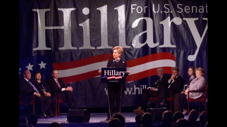 Clinton announces in February 2000 that she will seek the U.S. Senate seat in New York. She was elected later that year.