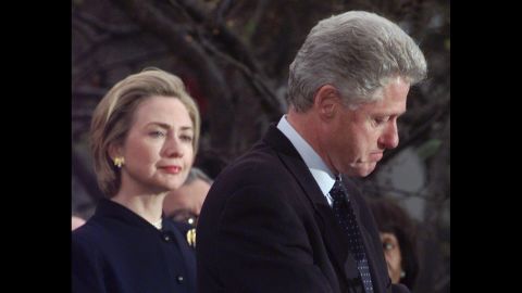 President Clinton makes a statement at the White House in December 1998, thanking members of Congress who voted against his impeachment. The Senate trial ended with an acquittal in February 1999.