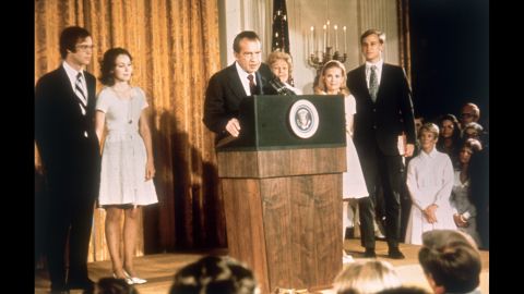 <strong>Richard Nixon:</strong> In 1974, five years after he was first elected, Nixon became the first U.S. President to resign from office. He stepped down after the <a href="http://www.cnn.com/2015/06/15/living/the-seventies-times-reports-on-watergate/" target="_blank">Watergate scandal,</a> which stemmed from a break-in at the Democratic National Committee office during the 1972 presidential campaign.