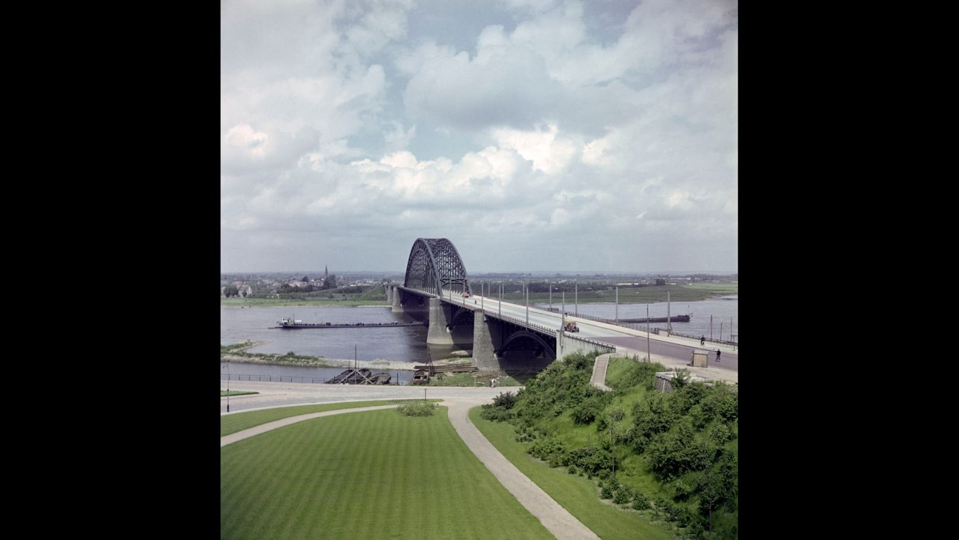 A bridge in Nijmegen, Netherlands, in 1947. Securing Dutch bridges was a key objective of Operation Market Garden, an Allied battle plan that came up short.
