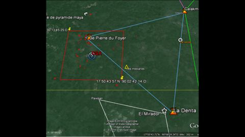 Satellite imagery showing the alignment of constellations over the discovered site