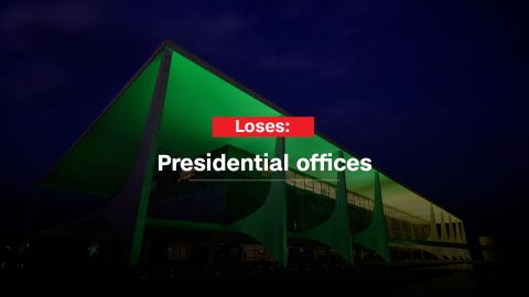 Rousseff will lose access to the presidential offices in the Planalto Palace.