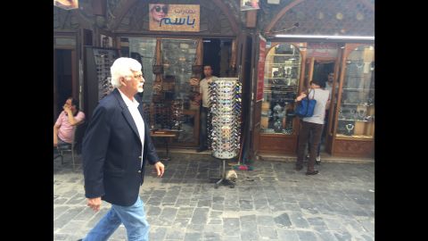 American Thomas Webber strides through the streets of Damascus, where he's lived 40 years.