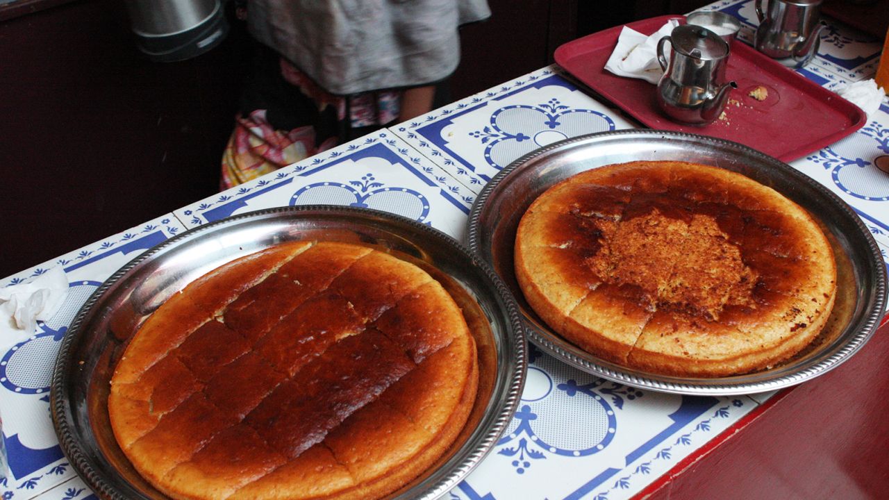 Fresh cakes are delivered daily to the bar at one end of the hotel's courtyard.