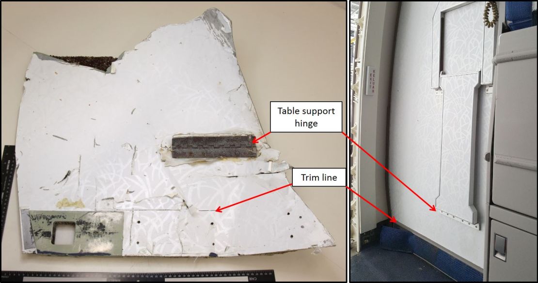 Part no. 4 was identified as a Boeing 777 panel segment from the main cabin.