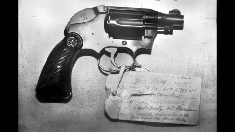 Jack Ruby shocked the world when he shot and killed Lee Harvey Oswald shortly after Oswald was accused of assassinating President John F. Kennedy in 1963. The gun used to kill Oswald, a Colt Cobra, was sold at auction in 1991 by Ruby's brother. It was bought for a reported $220,000 by Florida businessman Anthony Pugliese III. Pugliese himself put it up for auction in 2008, but he kept it after no bid met his reserve price, the Guernsey's auction house said.