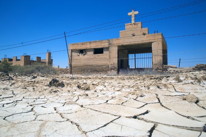 The remains of the Coptic church lie at the southern end of the site. The church's facade still bears the scars of the 1967 Six-Day War, which left up to 5,000 mines in the fields around it.