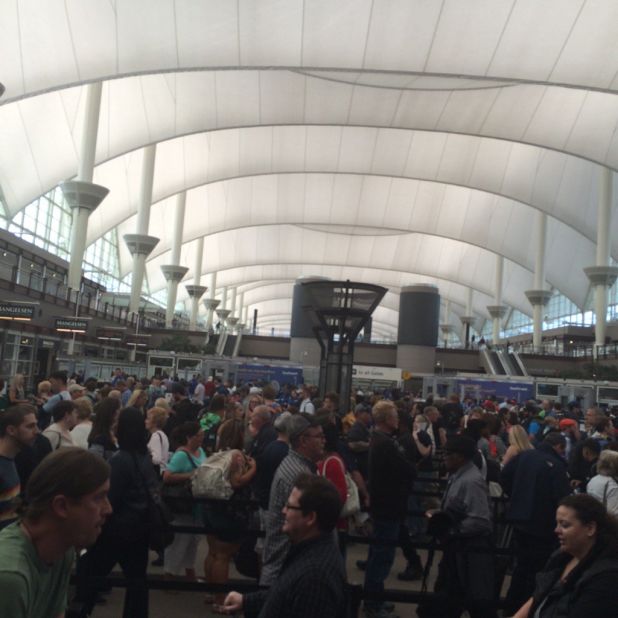 John Ronshausen said it took him about 35 minutes to clear security Friday at Denver International Airport.