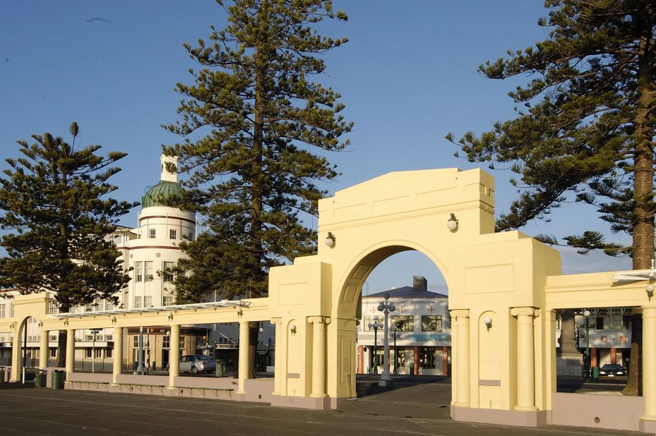 During the 1930's, the phrase 'The  New  Napier' was frequently used to describe the rebuilt town. The New Napier Arch, designed by local architect J. T. Watson, was built in 1937 to commemorate the reconstruction.