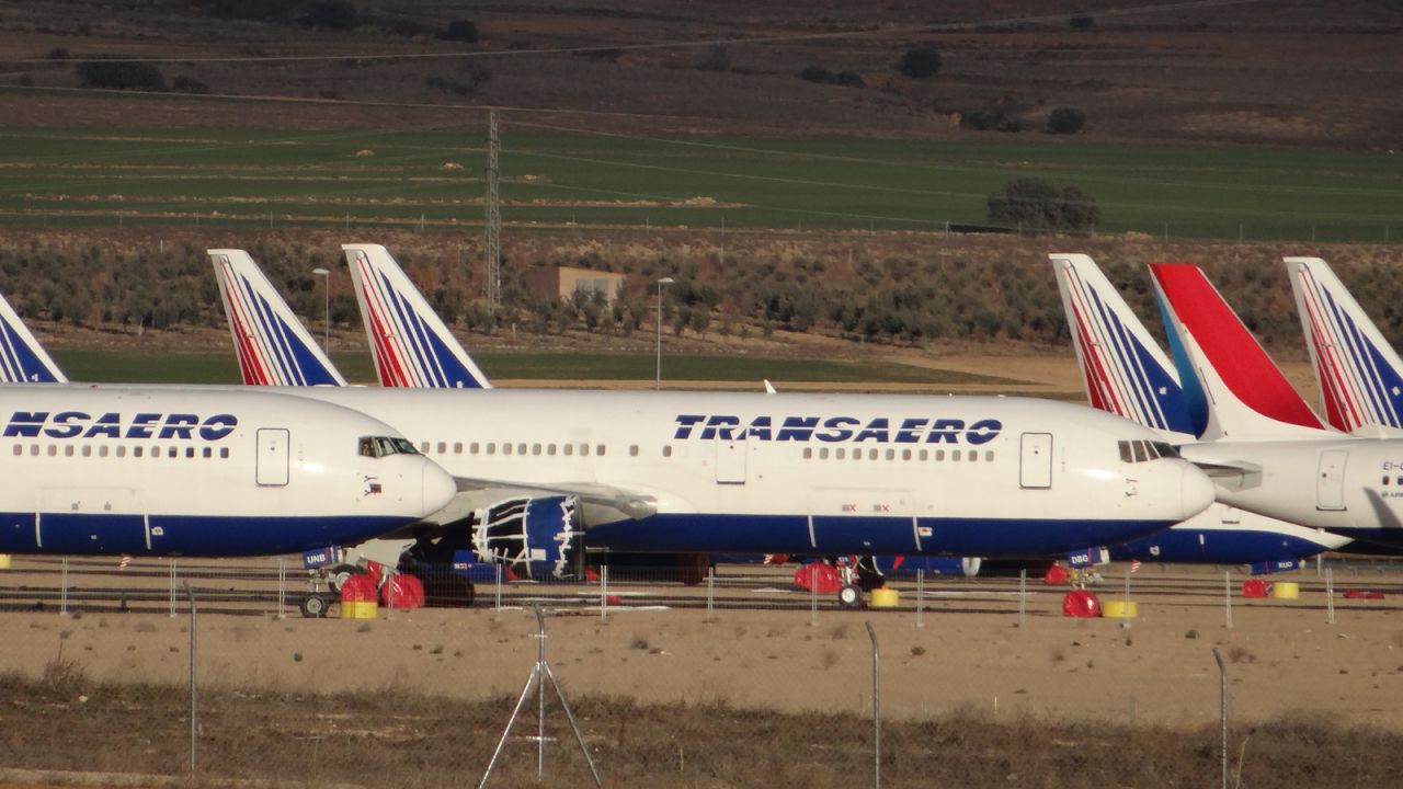 Teruel Airport in eastern Spain is Europe's largest industrial airport. It might look like a plane junkyard, but most of the airplanes are waiting for the chance to fly again. 