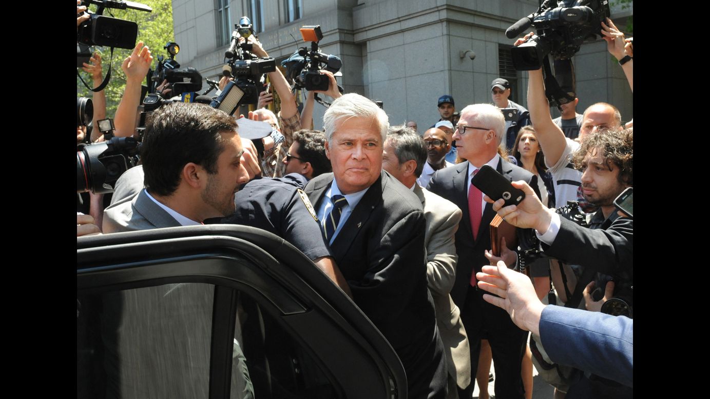 Dean Skelos, the former Senate Majority Leader in New York, exits a federal court on Thursday, May 12. Skelos was sentenced to five years in prison on federal corruption charges.