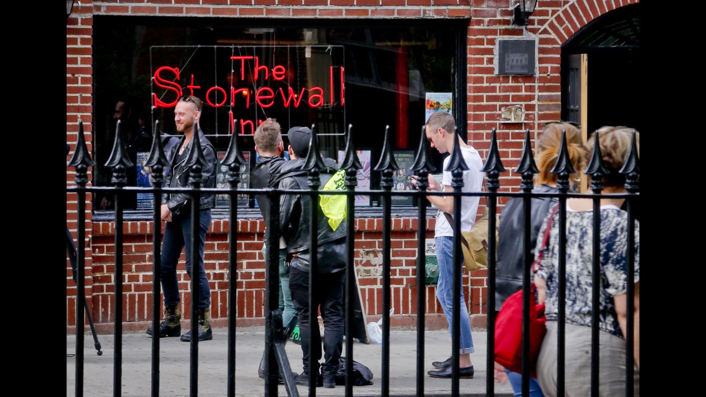 Visitors gather outside New York's Stonewall Inn, an iconic symbol of the modern gay rights movement, on Monday, May 9. President Barack Obama <a href="http://www.cnn.com/2016/05/09/travel/stonewall-inn-nps-national-monument-gay-rights/index.html" target="_blank">is likely to approve a plan</a> to make the bar the first-ever national monument to lesbian, gay, bisexual and transgender rights, administration officials told CNN.