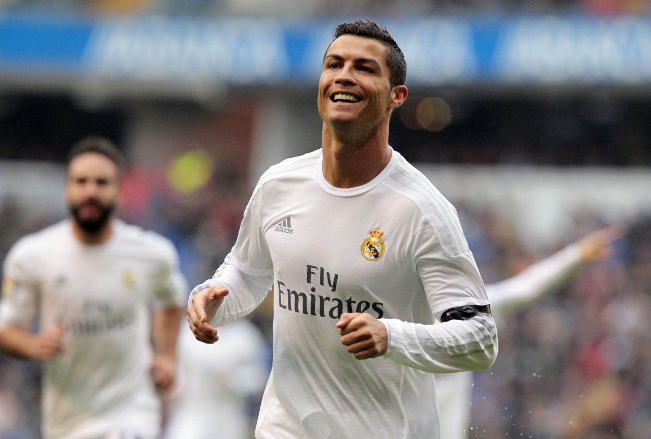 Ronaldo is all smiles after scoring his second goal before halftime at Deportivo. He did not appear after the break. 
