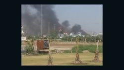 Smoke can be rising from the gas plant in the Taji area of Baghdad Sunday.
