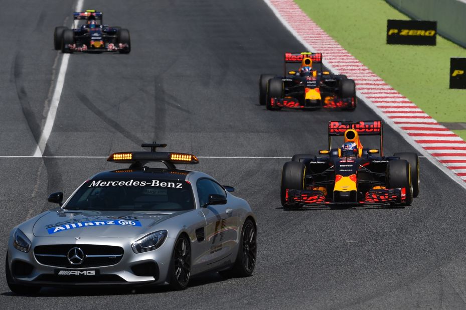 The safety car was subsequently deployed, allowing Red Bull duo Daniel Ricciardo and Verstappen to race to the front.