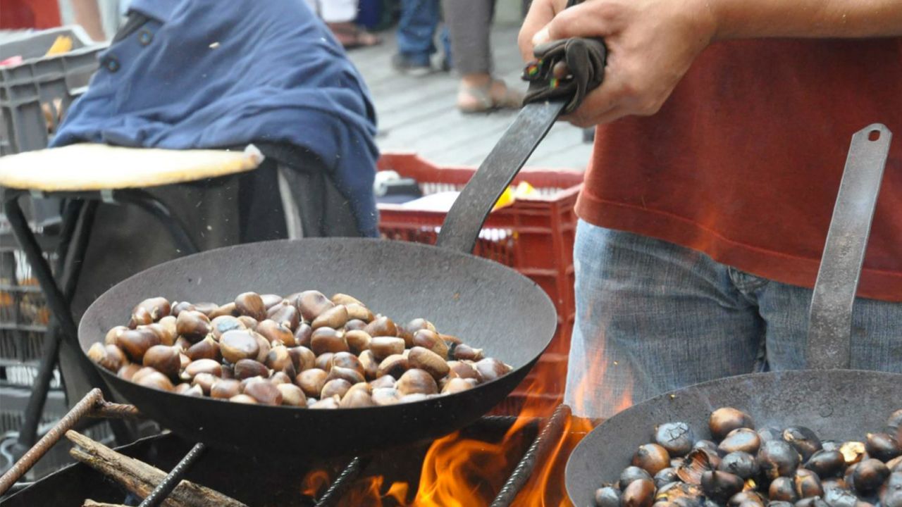 Chestnuts done in the classic way: roasted over a hot flame.