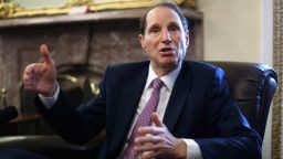 U.S. Sen. Ron Wyden (D-OR) talks with reporters about the passage of the USA FREEDOM Act at the U.S. Capitol June 2, 2015 in Washington, DC. Co-sponsored by Sen. Mike Lee and Sen. Patrick Leahy, the legislation passed the Senate 67-32, matches the House version of the bill and will go to President Barack Obama for his signature.