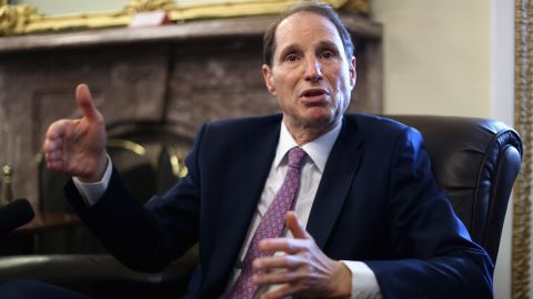 Sen. Ron Wyden, an Oregon Democrat, talks with reporters about the passage of the USA FREEDOM Act at the Capitol in June 2015 in Washington. 