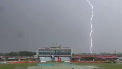 Lightning strikes behind a cricket stadium in Chittagong, Bangladesh, in this file image.
