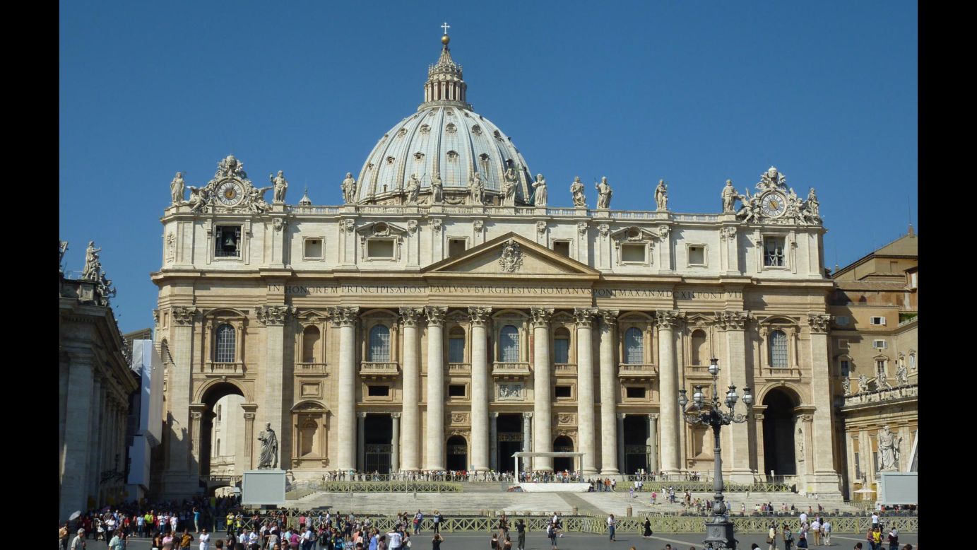 St. Peter's Basilica is the world's second-largest Christian church and one of the most notable examples of Italian Renaissance architecture. The dome of the basilica was designed by Michelangelo and is 400 feet tall and 138 feet in diameter. 