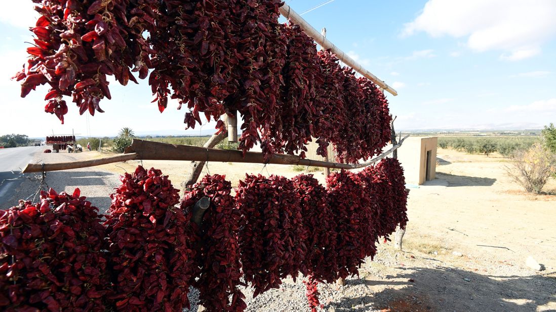 These red peppers are used to make harissa paste, Tunisia's national condiment.
