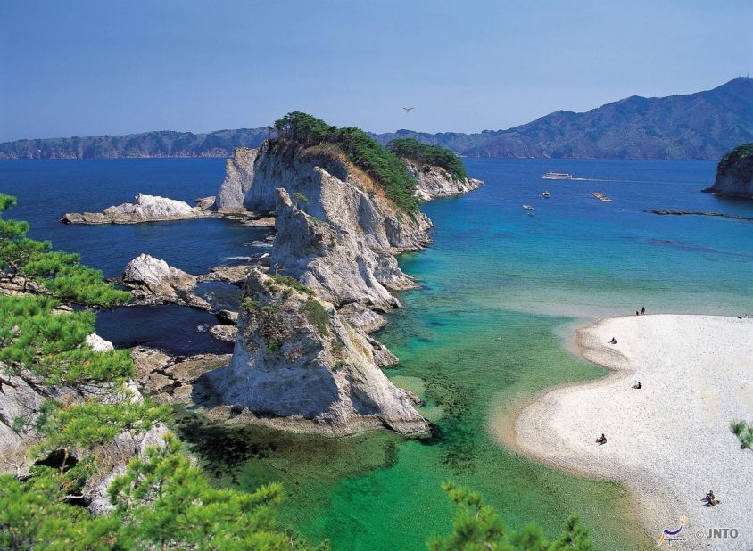 <strong>Jodogahama Beach (Iwate prefecture):</strong> It's easy to see why this beach is named "Jodogahama," or Pure Land. In Rikuchu Kaigan National Park, it's one of Japan's nationally designated Places of Scenic Beauty. Click on for more photos of Japan's beautiful Tohoku region, which is made up of six prefectures: Aomori, Akita, Fukushima, Iwate, Miyagi and Yamagata.