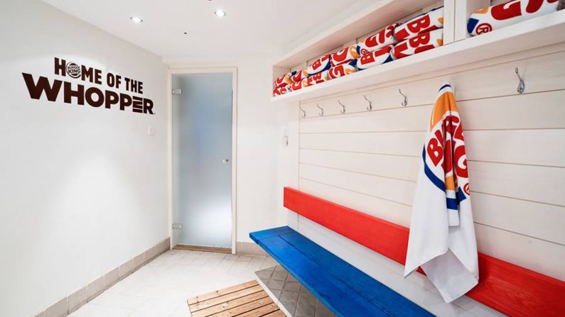 Guests can drape themselves in Burger King towels or robes and order food and beverages direct to the sauna.