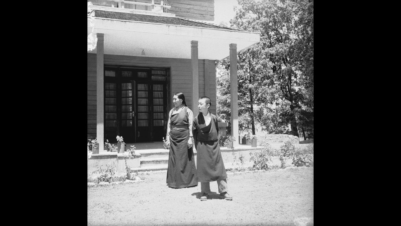The Dalai Lama's mother and his younger brother Ngari Rimpoche are photographed at the Birla House.