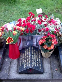 Andrew Brookes' grave.