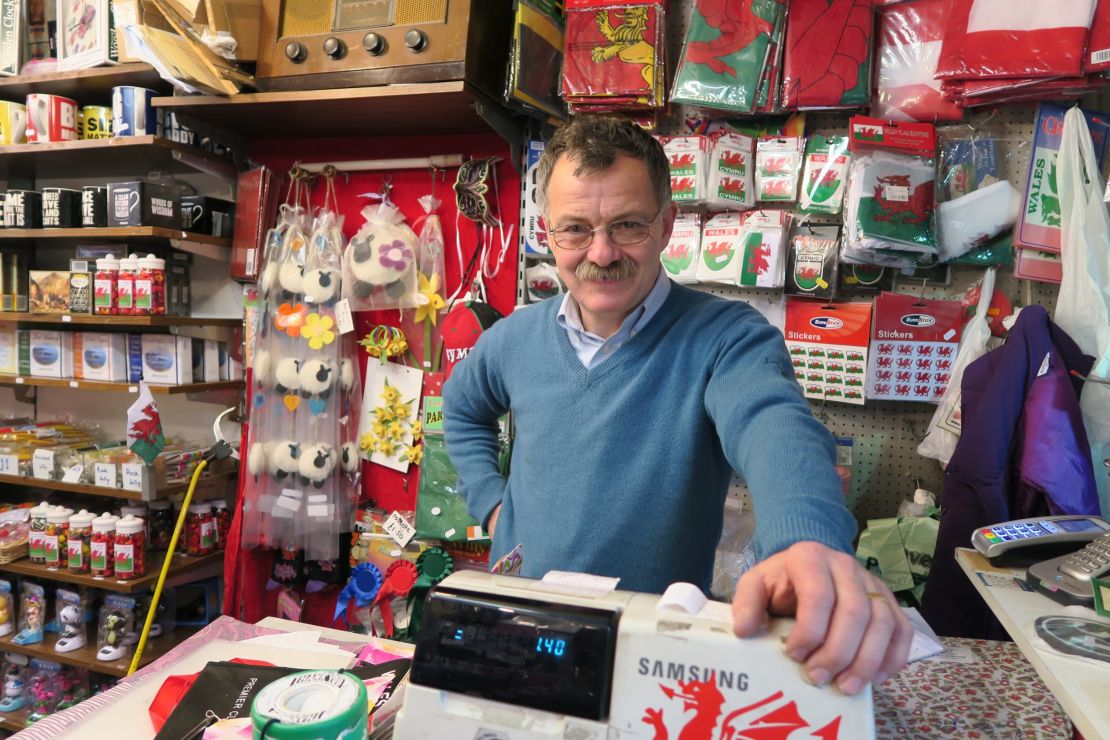 Shopkeeper Ceredig Davies says he'll vote to stay: "The EU provides us with a lot of help."