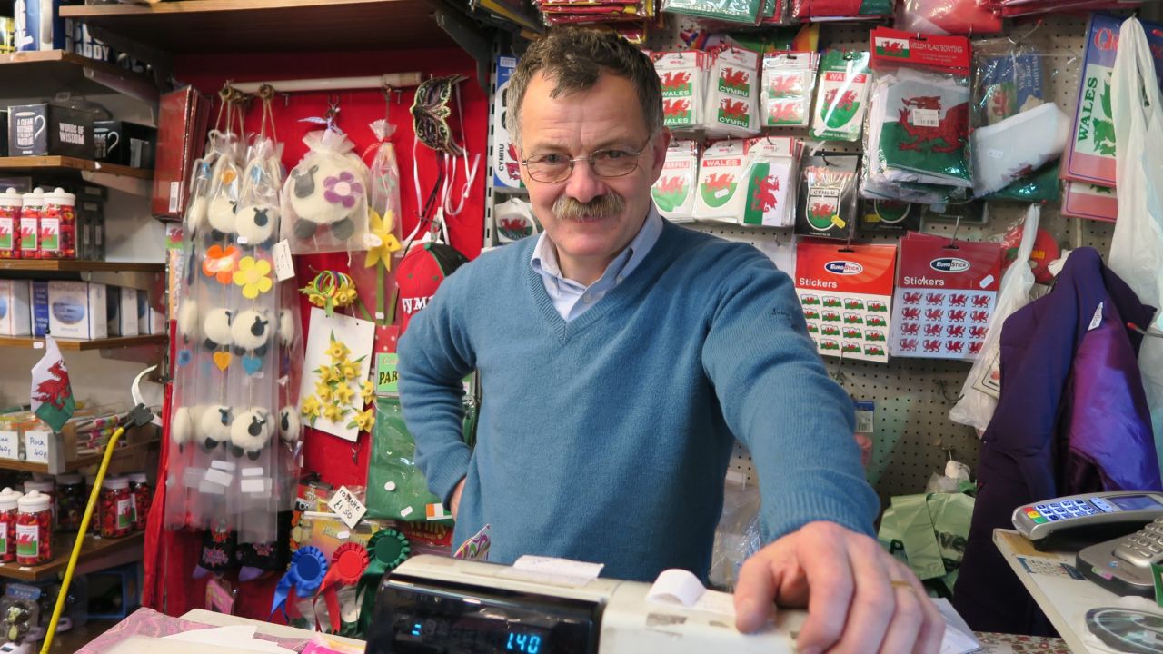 Shopkeeper Ceredig Davies says he'll vote to stay: "The EU provides us with a lot of help."