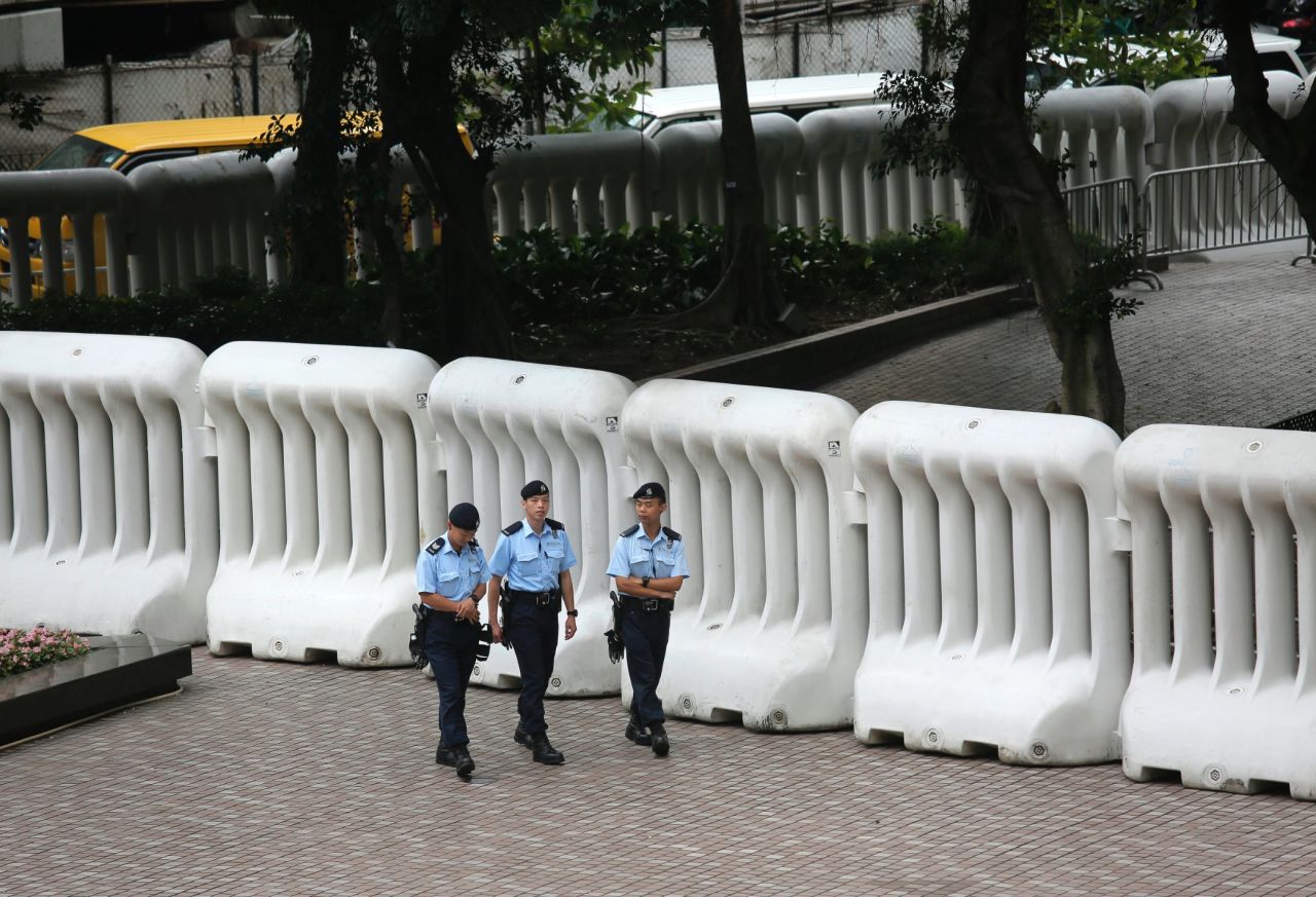 Huge crowd-control barriers were erected near the hotel where Zhang is staying. Thousands of police have been assigned to ensure any protests are quickly snuffed out. 