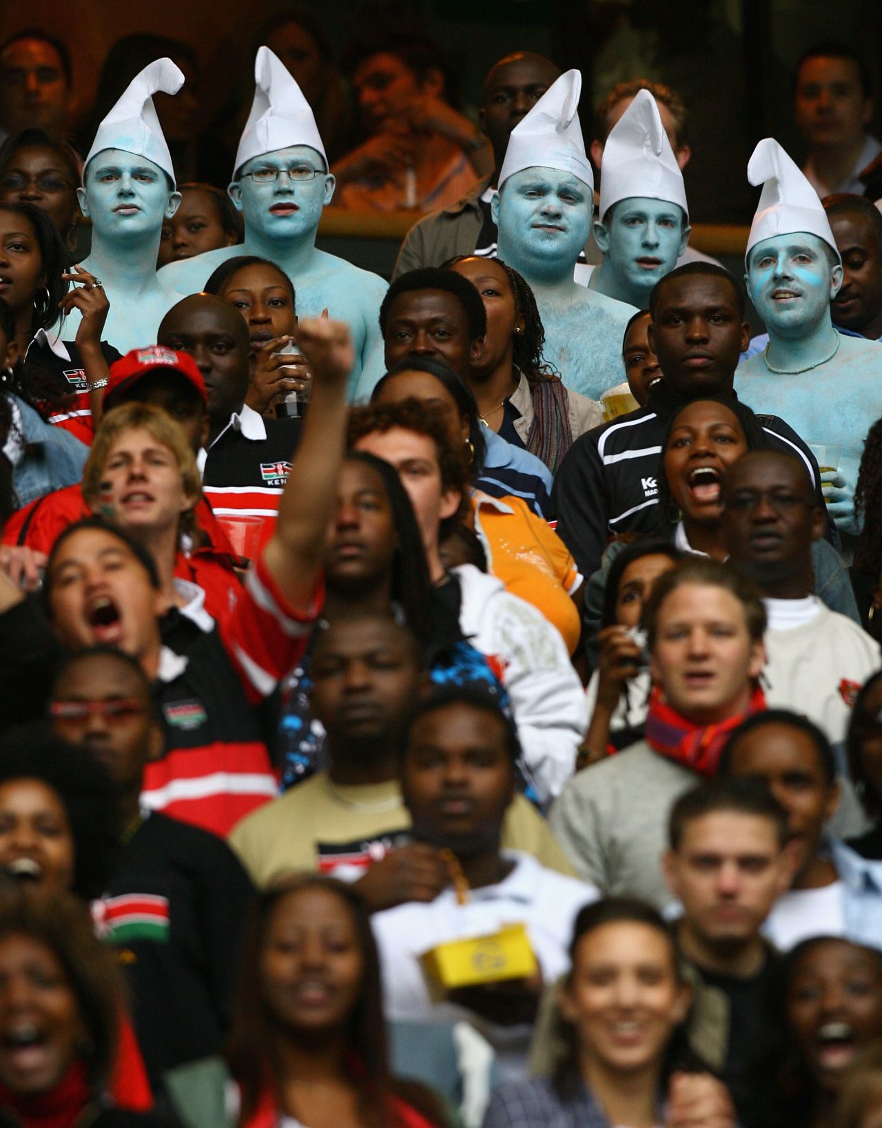 Smurf costumes can be seen at many UK sporting events.