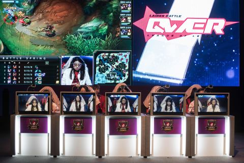 It's not just boys fueling eSports' inexorable rise. In the U.S., 28% of so-called "Esports enthusiasts" -- players who watch multiple times per month -- are female.  Here, members of an all-female computer gaming team, "QWER," compete in the "Ladies Battle" League of Legends competition in Seoul in 2016. 