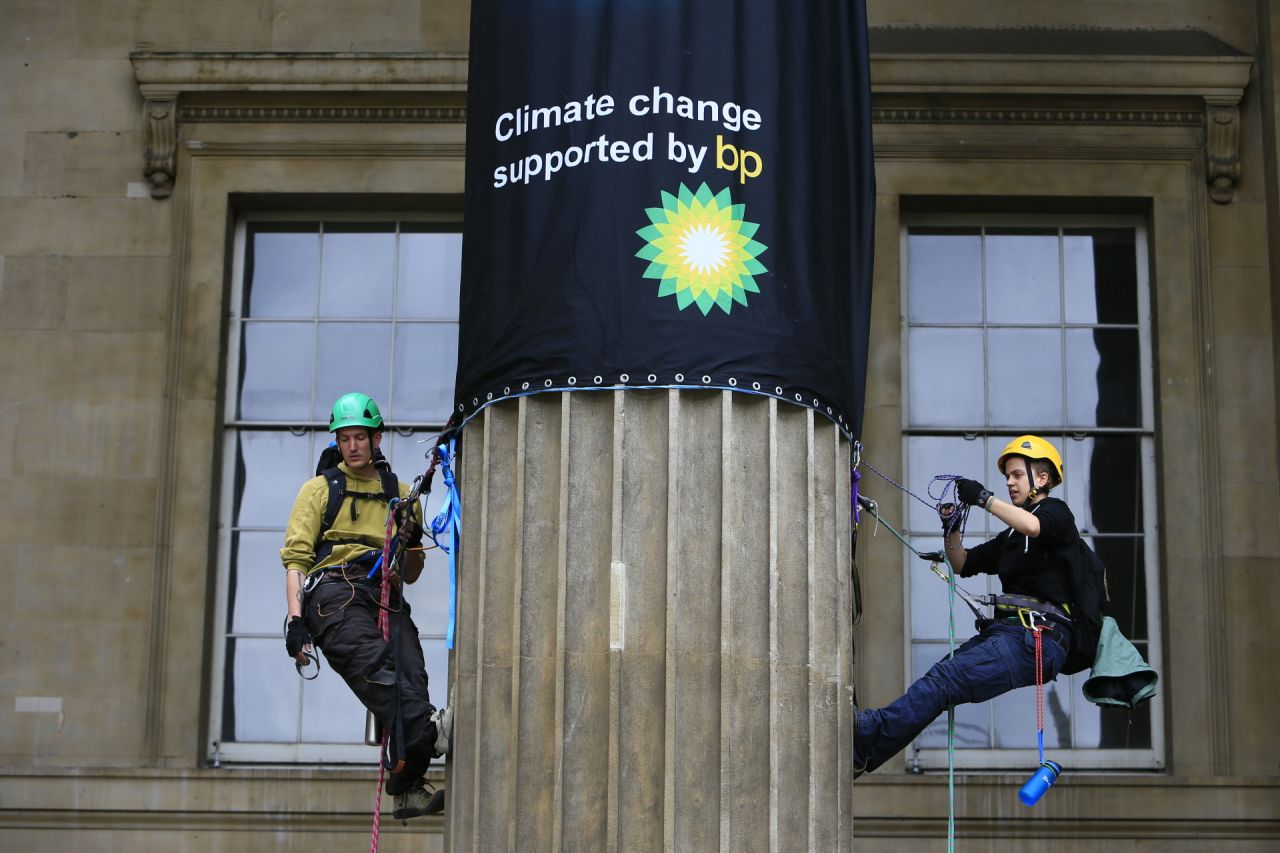 "We are taking a stand because of the irony of an oil company sponsoring an exhibition whose name practically spells out impacts of climate change," said Greenpeace.