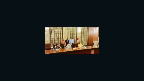 Amina Ali, seated center, at the Presidential Villa in Abuja.