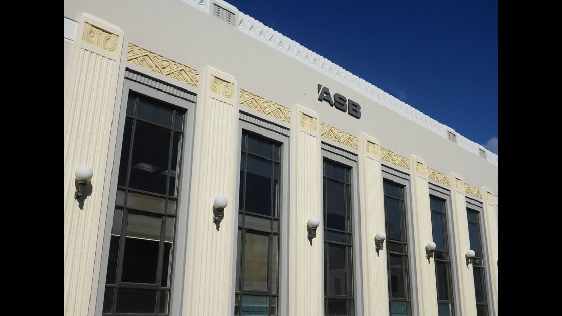 The ASB Bank building, built by Wellington firm Crichton McKay & Haughton in 1932, is one of the finest examples of Maori carving and kowhaiwhai (rafter) patterns the town's architects incorporated into their interpretation of Art Deco style. 