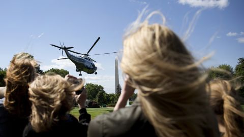 Marine One lifts off from the South Lawn of the White House on Sunday, May 15. The President was bound for Rutgers University, where he was <a href="http://www.cnn.com/2016/05/15/politics/obama-donald-trump-rutgers-university/" target="_blank">giving the commencement address. </a>