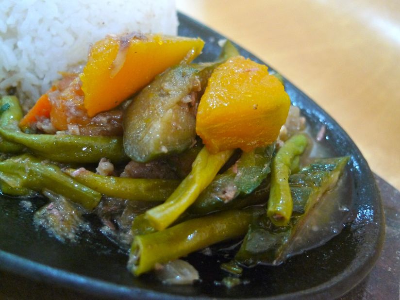 This medley of okra, eggplant, bitter gourd, squash, tomatoes and bagoong (shrimp or fish paste) is a healthy and easy-to-make dish.