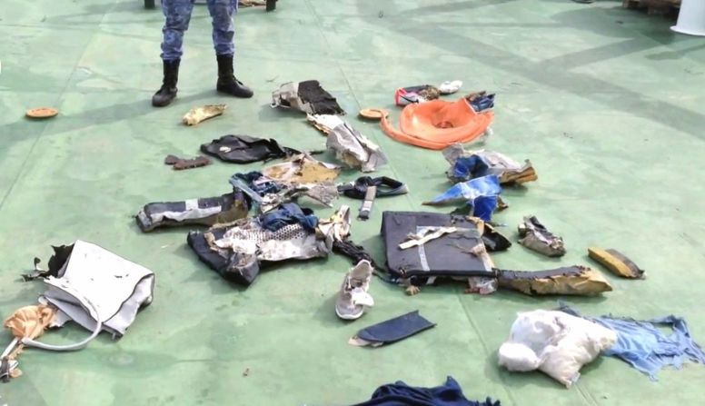 Egyptian armed forces release video and images of debris, including personal belongings, believed to be from EgyptAir Flight 804 on Saturday, May 21. The <a href="index.php?page=&url=http%3A%2F%2Fwww.cnn.com%2F2016%2F05%2F21%2Fmiddleeast%2Fegyptair-flight-804-main%2Findex.html">Airbus A320 vanished</a> from radar over the Mediterranean Sea while en route from Paris to Cairo on Thursday, May 19, with 66 people aboard.