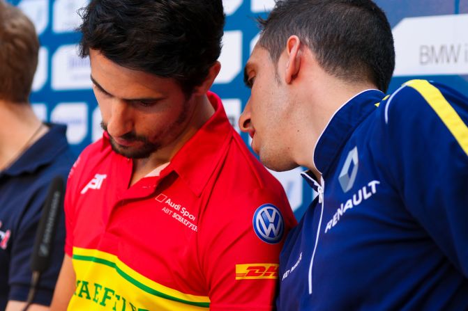 A single point separates Lucas di Grassi (left) and Sebastien Buemi in the Formula E World Championship.  