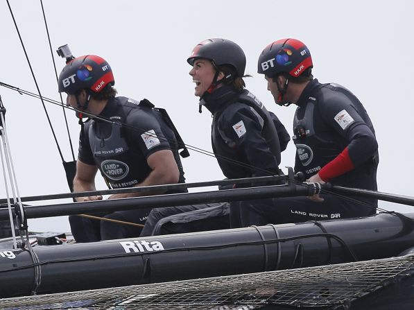 The training session took place on the Solent, a strait of water separating mainland England from the Isle of Wight, and where the original America's Cup race set sail in 1851.