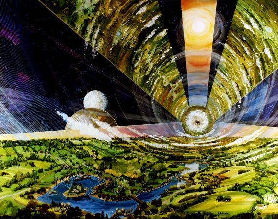 The Cylindrical Colony -- imagined here by Guidice -- is the most spacious of O'Neill's concepts. The design, later dubbed the 'O'Neill Cylinder', was riffed on in Christopher Nolan's intergalactic blockbuster "Interstellar" forty years later.