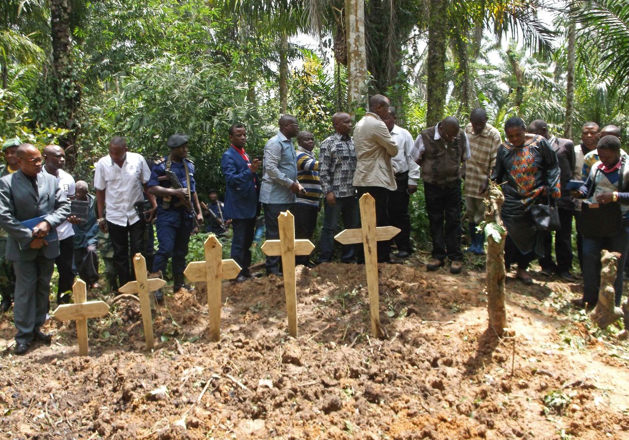 A burial ceremony for the victims of an <a href="http://www.un.org/apps/news/story.asp?NewsID=50609#.V0MvmPkrKUk" target="_blank" target="_blank">attack on civilians</a> near Beni, in April, 2015. 