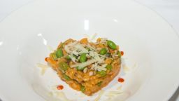 The team from Passaic County Technical Institute made a red pepper risotto dish. 