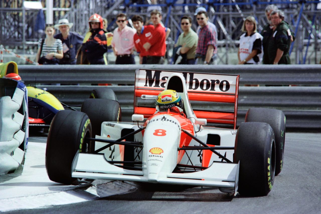 Hill's record of five victories in Monaco lasted more than two decades before being broken by the great Ayrton Senna. The Brazilian can be seen here driving to victory for the sixth and final time in 1993. 