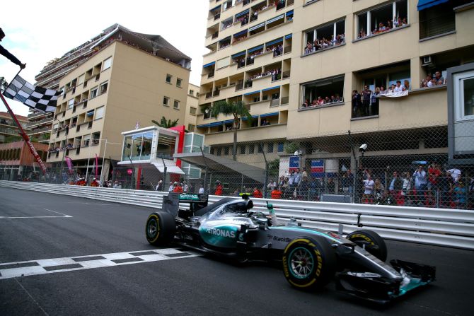 Another German, Nico Rosberg (seen here crossing the line in 2015) has dominated the race in recent seasons. The Mercedes driver will be hoping to take the checkered flag for a fourth consecutive time in 2016. 