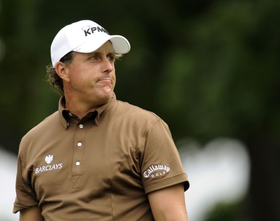 Mickelson made a solid if unspectacular start, but clawed his way into a share of the lead in Monday's final round, held over because of bad weather over the weekend. But the putts just wouldn't drop and he finished in a tie for second, two behind Lucas Glover. His fifth second place set a new record for U.S. Open runner-up spots.
