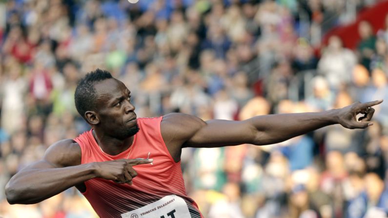Jamaican sprinter Usain Bolt gestures Friday, May 20, after winning the 100-meter dash at the Golden Spike event in Ostrava, Czech Republic. Bolt is the world-record holder in the 100 meters.