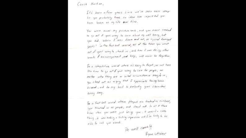 "In a football world where players are treated as numbers, you treated us as people, and stood out," wrote Ryan Utzler, former running back at Boston College.